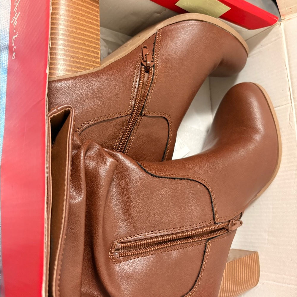 Brown Heeled Boots Never Worn